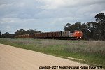 The Hopetoun to Hamilton mineral sands train hauled by S302-GM36-T386 photographed between Minyip and Coromby on the afternoon of Mon.17.Sept.2012